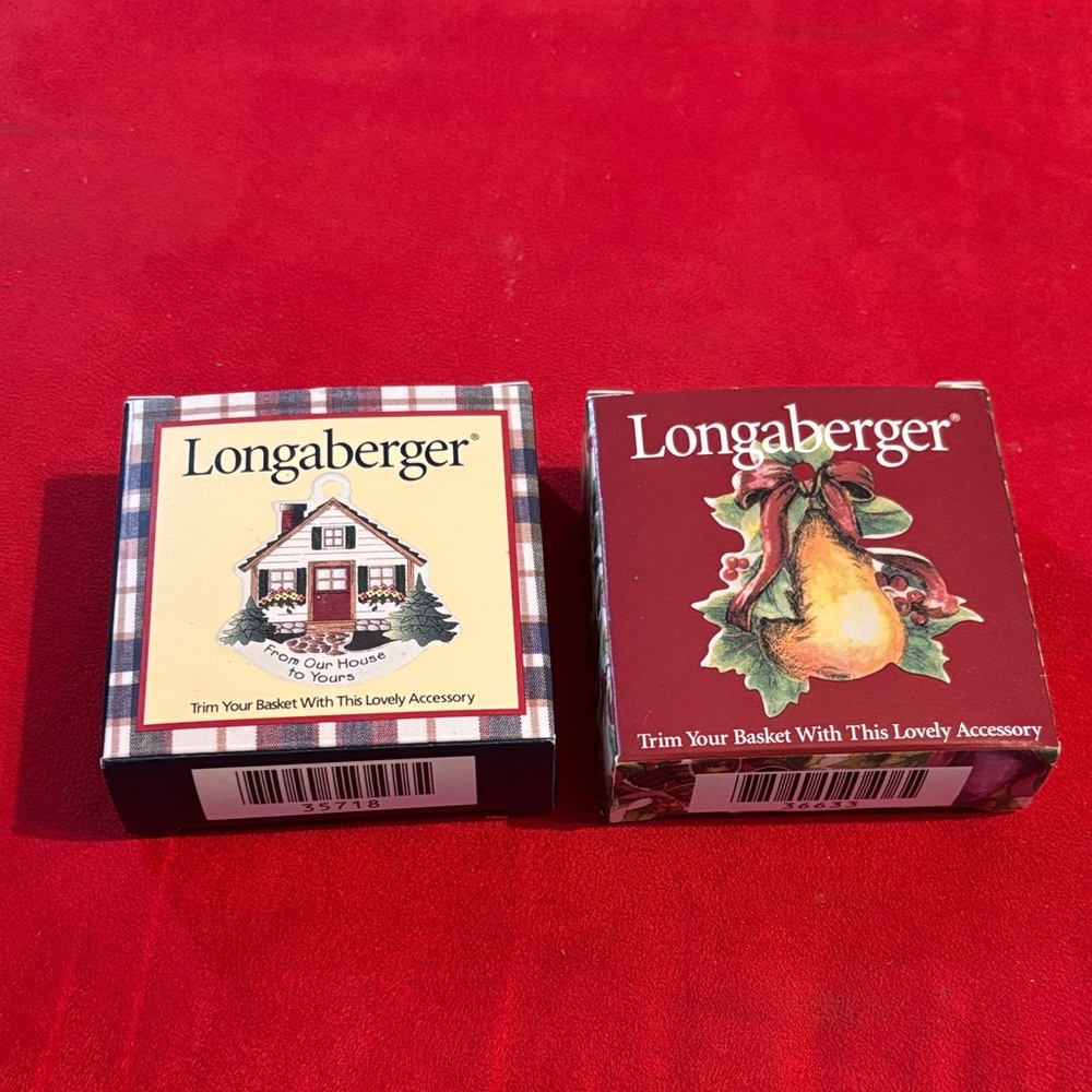 Longaberger “Trim Your Basket” Ornament Lot. Both new, open boxes.